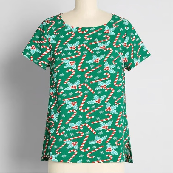 Modcloth Tops - New ModCloth Delightful Demeanor Short Sleeve Blouse Candy cane